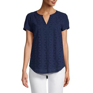 JCP St Johns Bay navy short sleeve eyelet tee 3X